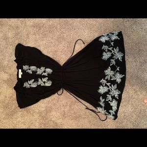 Loft black dress with waist tie